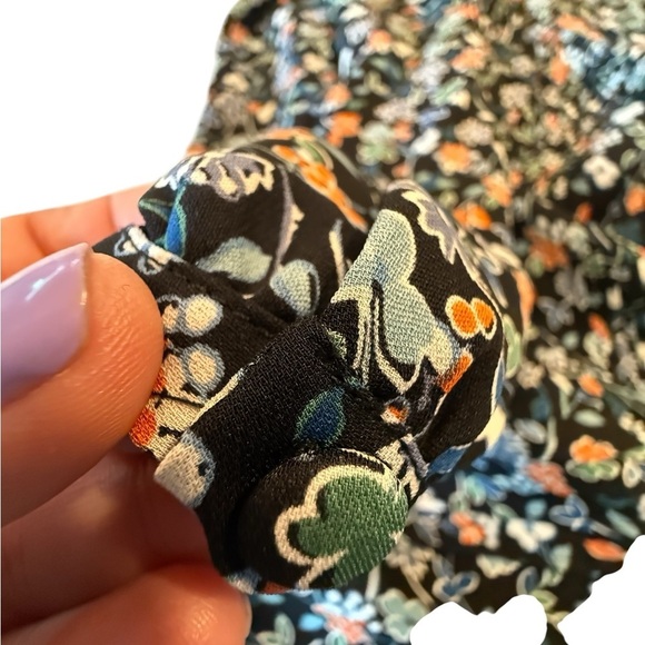 Veronica Beard Silk Floral Ruched Mini Dress Orange Blue 100% Silk S172-WFP2335 - Picture 14 of 16